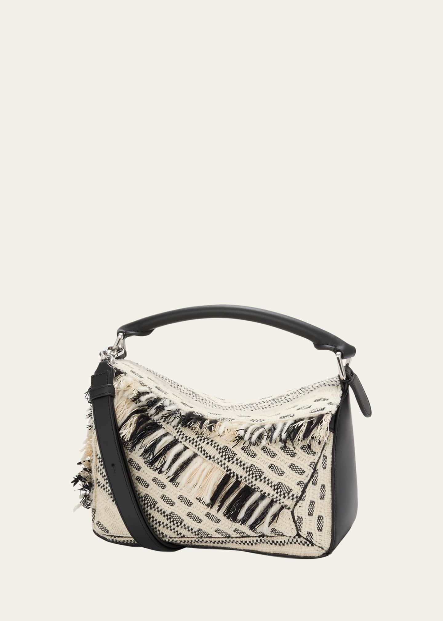 LOEWE x Albers Puzzle Small Fringe Shoulder Bag in Woven Textile